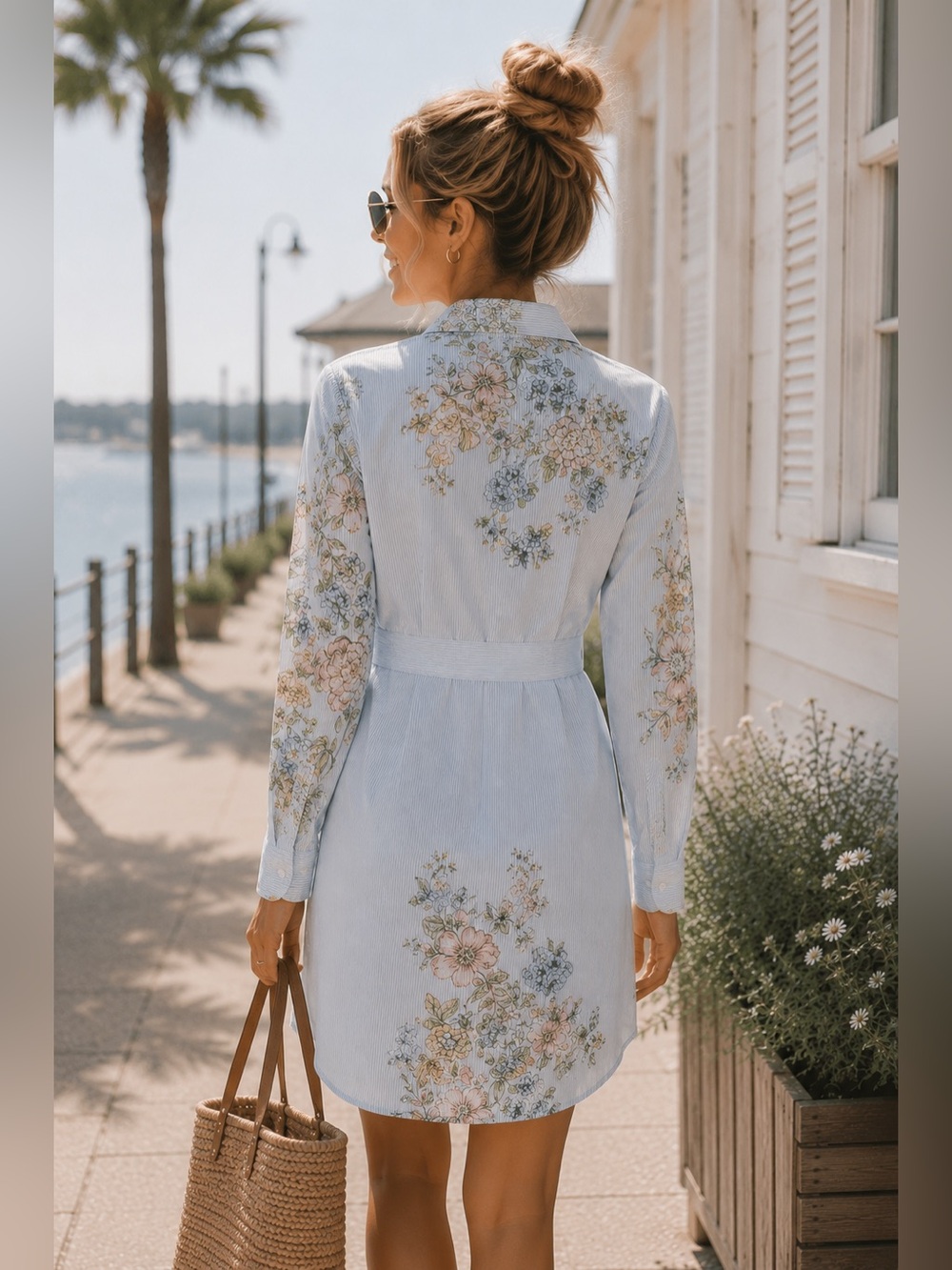 lightweight Floral summer Dress Casual Coastal brunch Beach  Summer Cotton - Picture 3 of 16